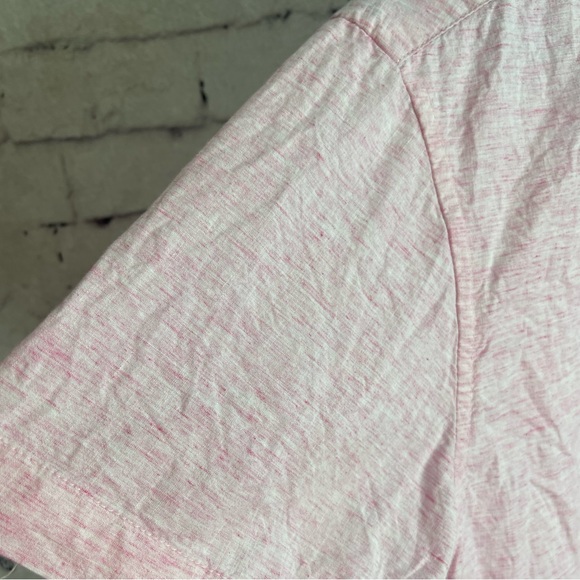 Denim and flower Ricky Singh size small pink short sleeve button shirt - Picture 3 of 4